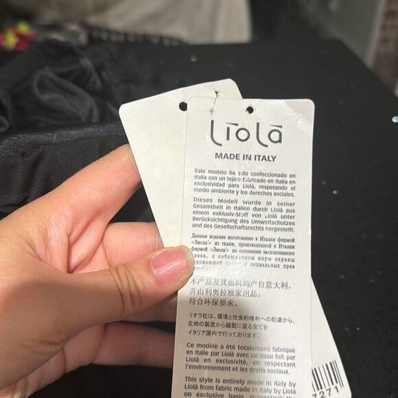 NWT Liola Italy Y2K Fringe Ruffle Hem Pull On Knee Length Skirt Black Size 10 Wo - Picture 3 of 9